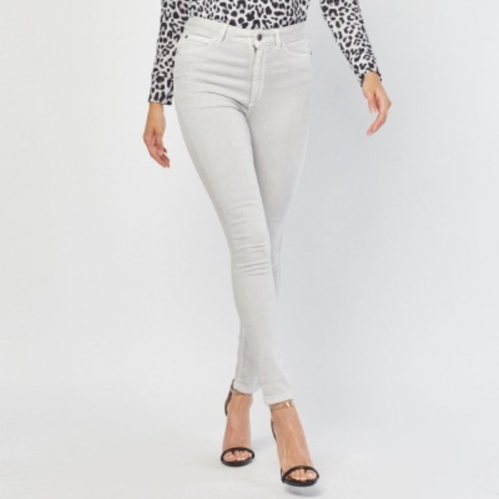 NWT Lands End Womens Mid Rise Slim Fit Ankle Jeans Pale Gray 14 33/34W $80 KK167
